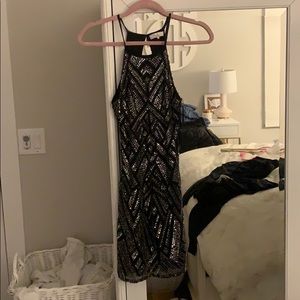 Parker black sequin cocktail dress